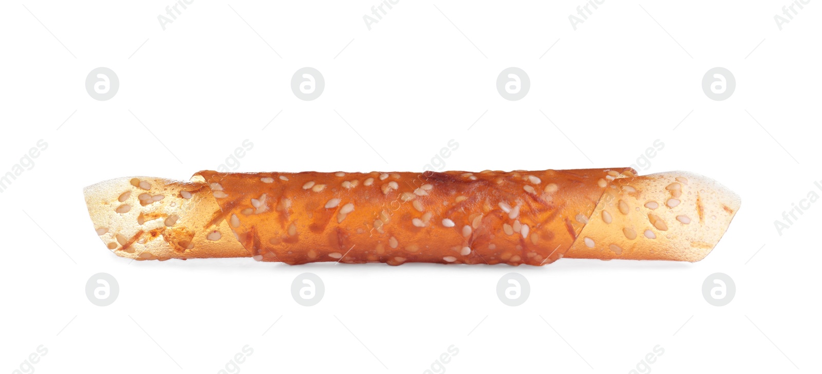 Photo of Delicious fruit leather roll isolated on white