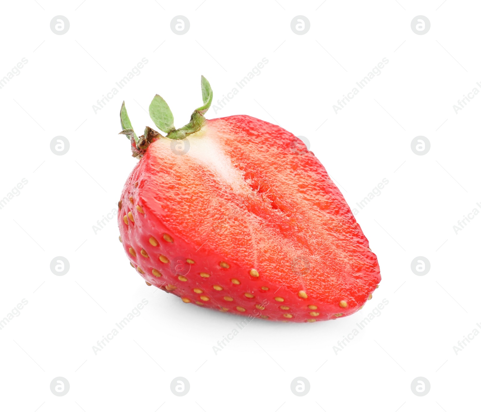 Photo of Cut fresh ripe  strawberry isolated on white