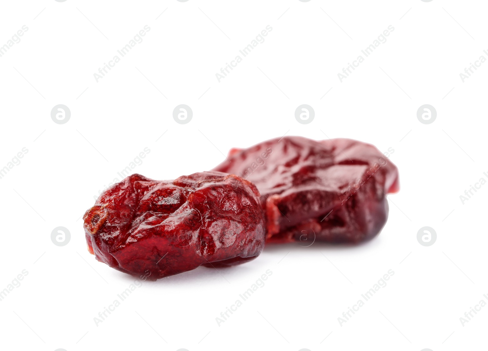 Photo of Dried cranberries isolated on white. Healthy snack