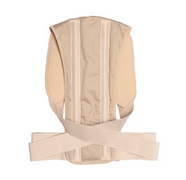 Photo of Beige posture corrector isolated on white, top view