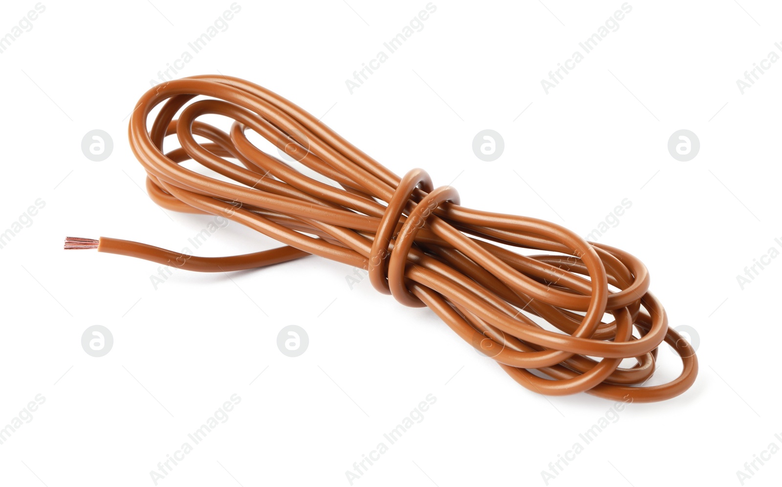 Photo of One new electrical wire isolated on white