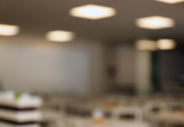 Photo of Blurred view of school canteen with new furniture