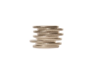 Stack of coins on white background. Investment concept