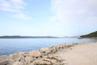 Photo of Beautiful view of seascape and blue sky on sunny day