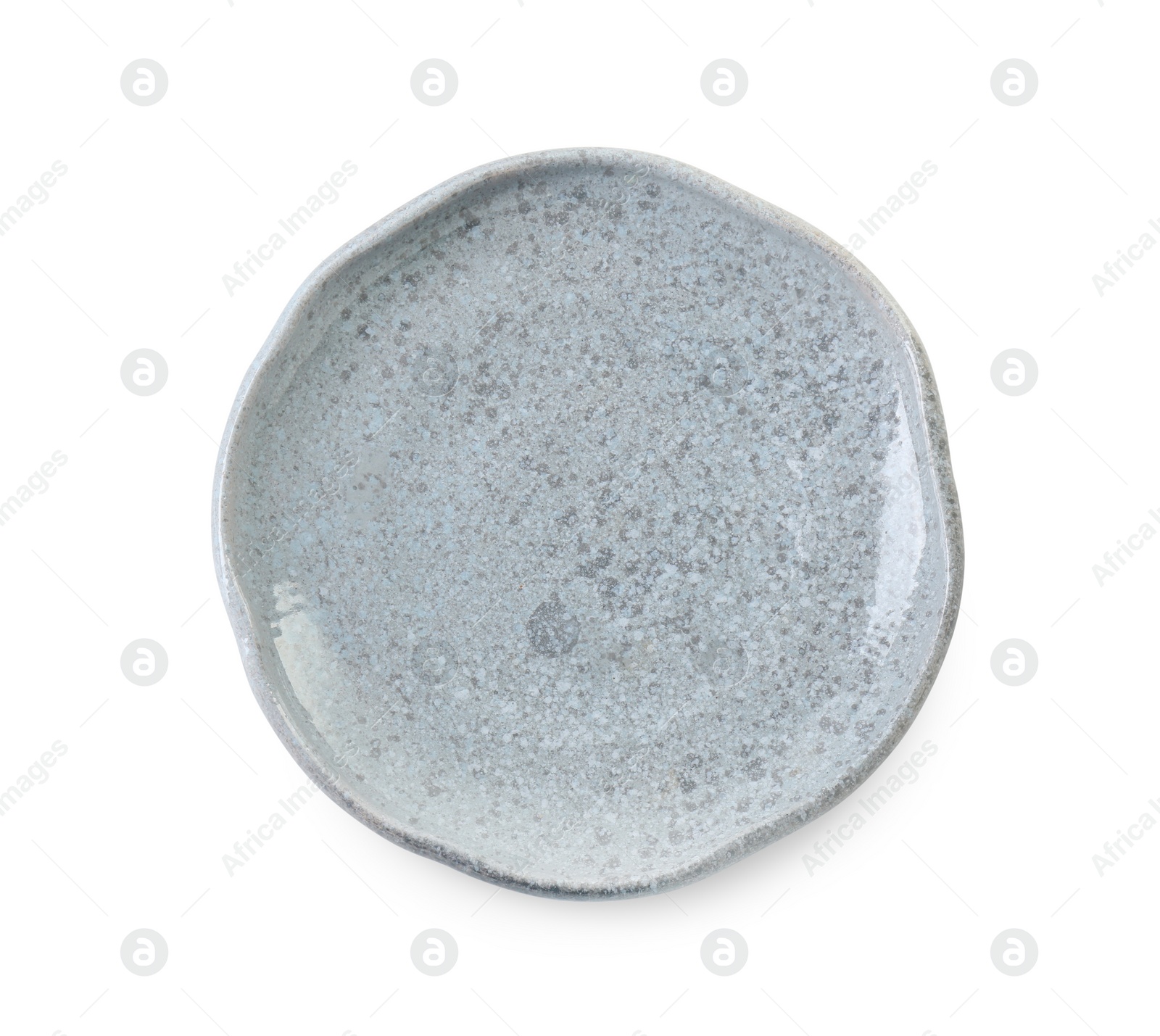 Photo of One clean ceramic plate isolated on white, top view