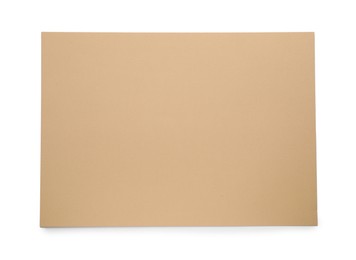 Photo of Sheet of brown paper on white background, top view