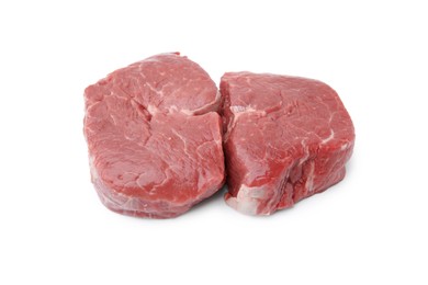 Cut fresh beef meat isolated on white