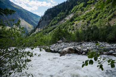 Photo of Picturesque view of beautiful river in mountains