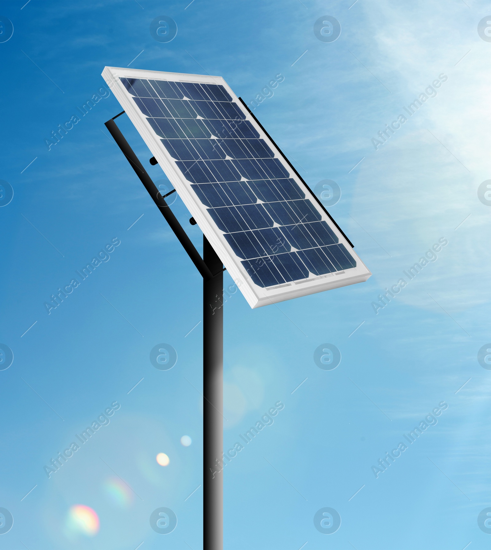 Image of Modern solar panel outdoors. Alternative energy source 