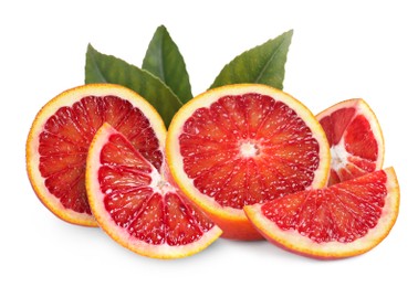 Image of Delicious ripe red oranges on white background