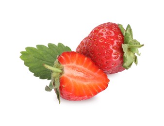 Photo of Fresh ripe red strawberries isolated on white