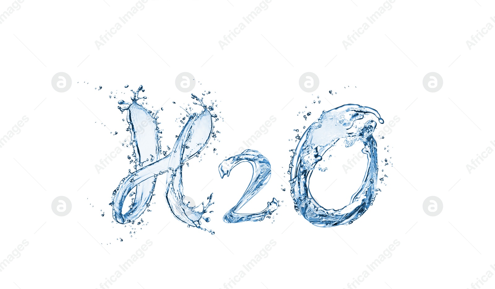 Image of Chemical formula H2O made of water on white background