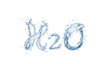 Image of Chemical formula H2O made of water on white background