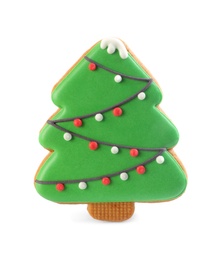 Christmas tree shaped cookie isolated on white