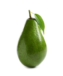 Ripe fresh avocado on white background