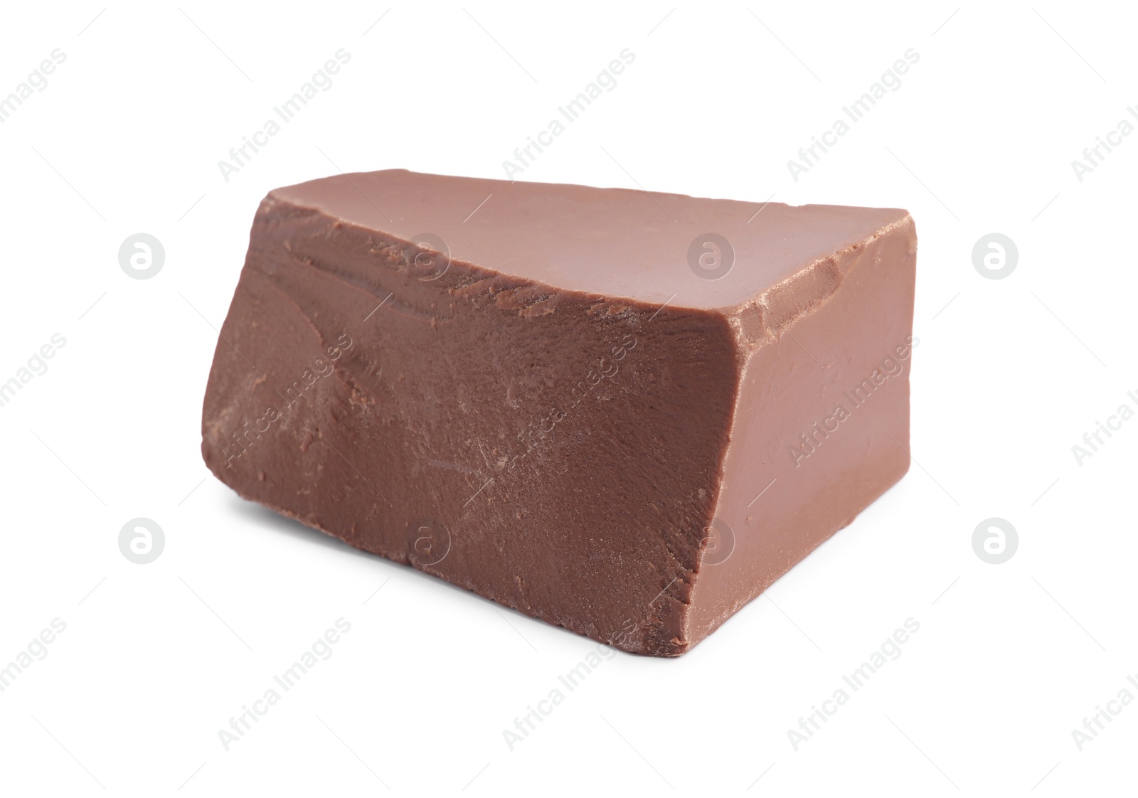 Photo of Piece of tasty milk chocolate isolated on white