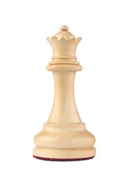 Photo of Wooden queen isolated on white. Chess piece