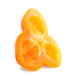 Photo of Slice of orange bell pepper isolated on white