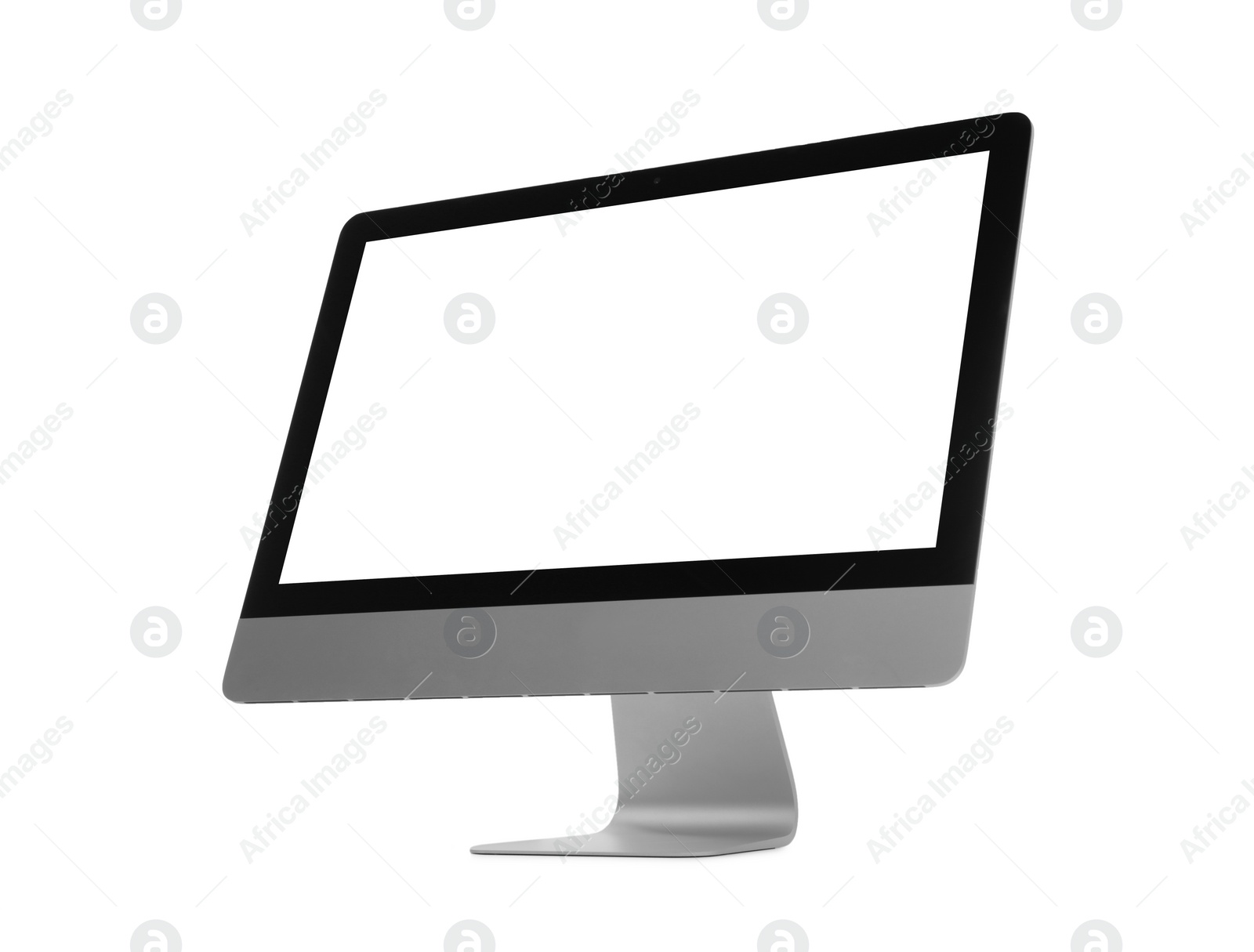 Photo of Modern computer with blank screen isolated on white