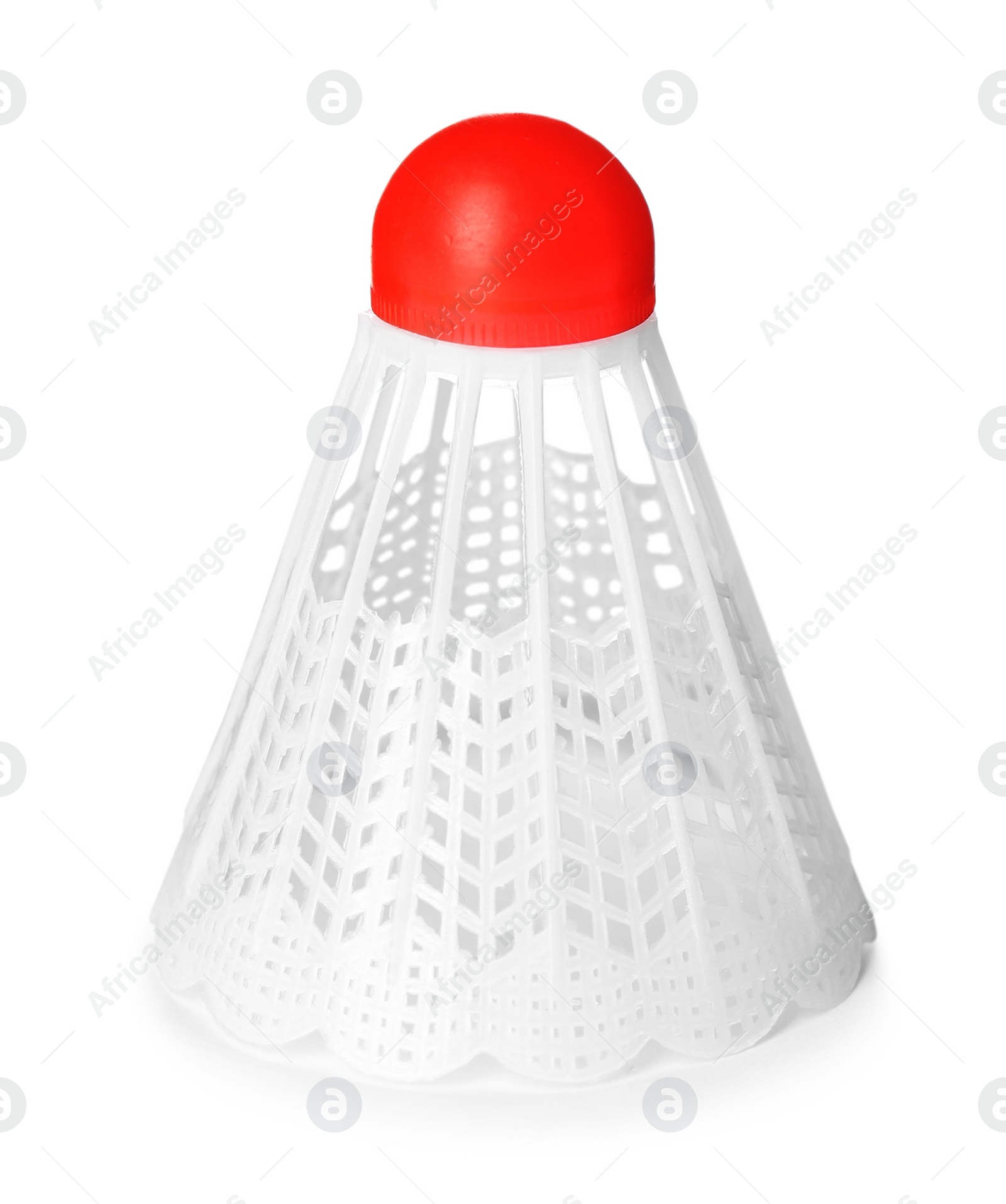 Photo of Badminton shuttlecock isolated on white. Sport equipment