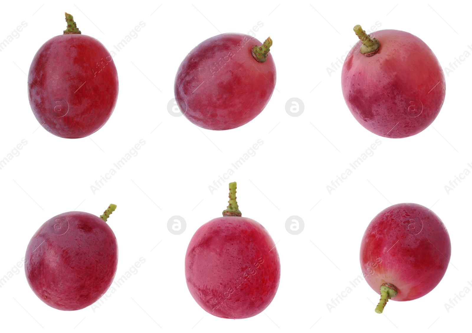 Image of Delicious fresh red grapes isolated on white, set