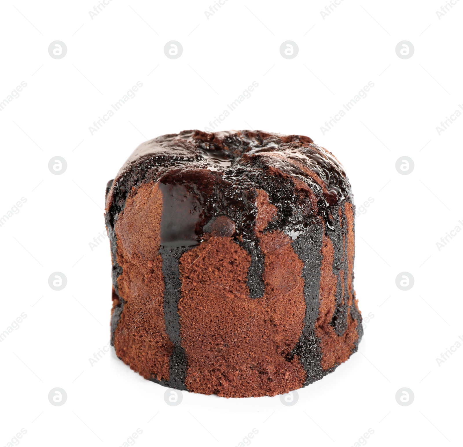 Photo of Delicious warm chocolate lava cake isolated on white