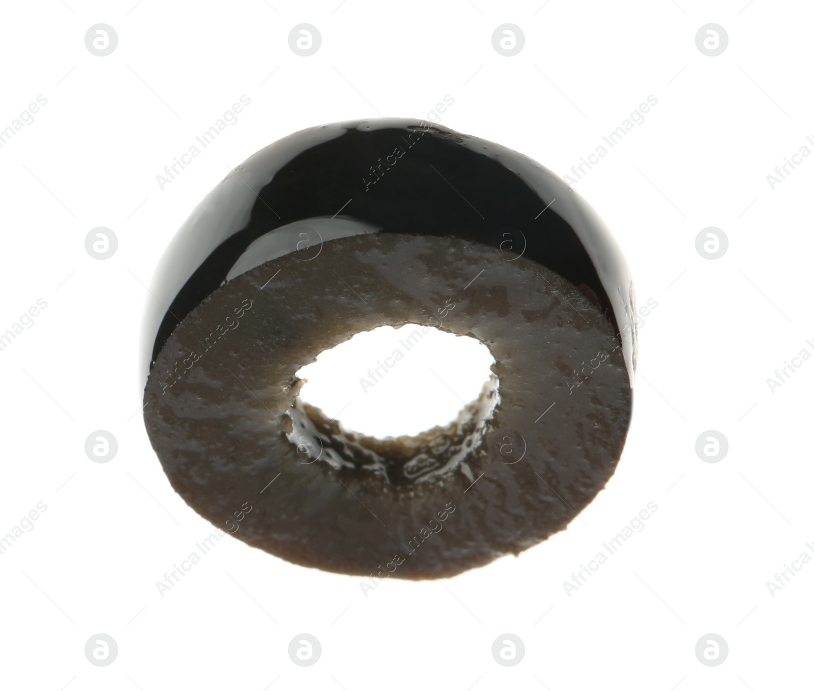 Photo of Slice of black olive on white background