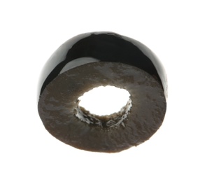 Photo of Slice of black olive on white background