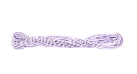 Pale violet embroidery thread on white background