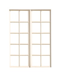 Beautiful beige window frame isolated on white