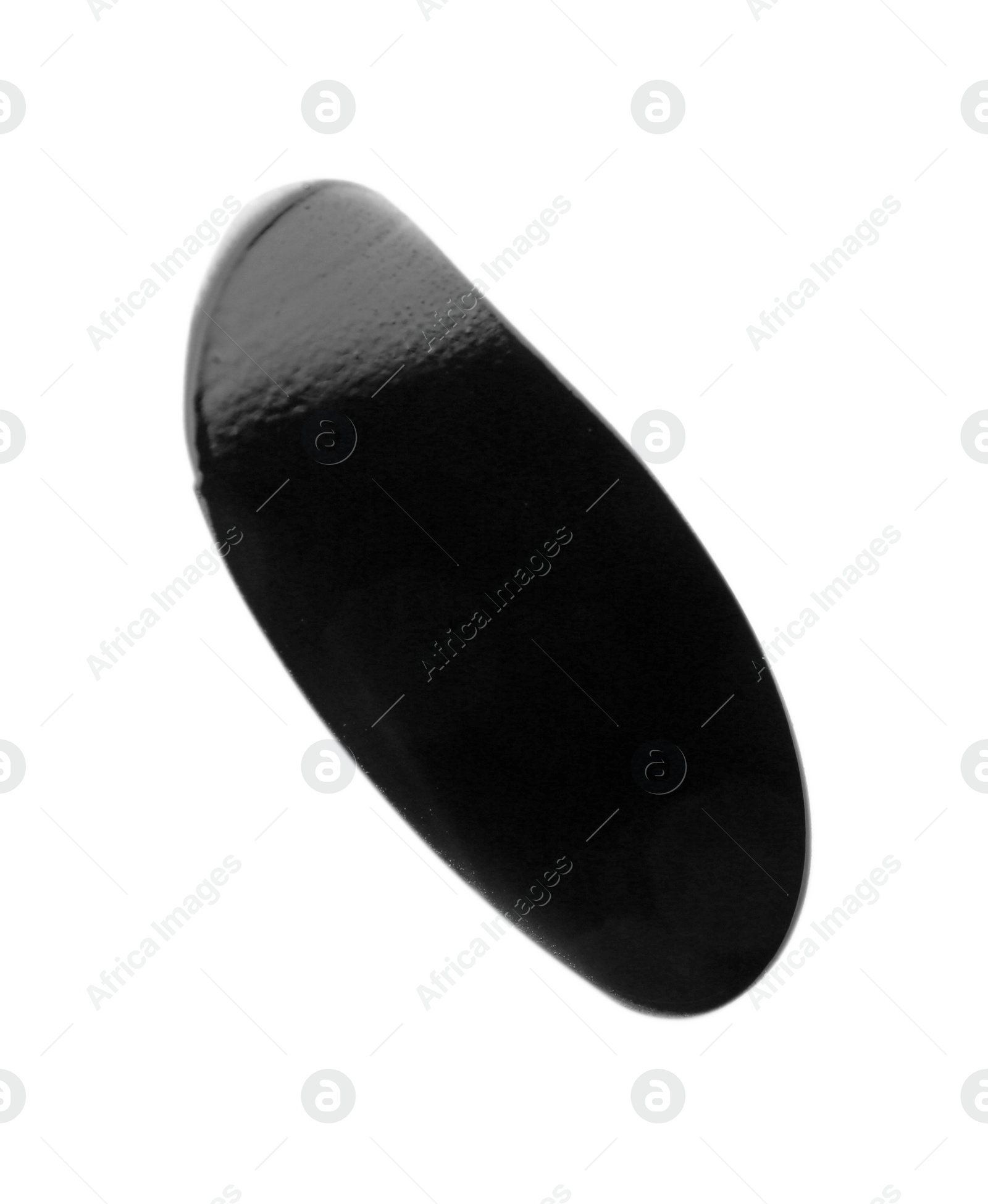 Photo of Black paint sample on white background, top view