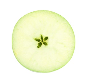 Half of fresh green apple on white background, top view