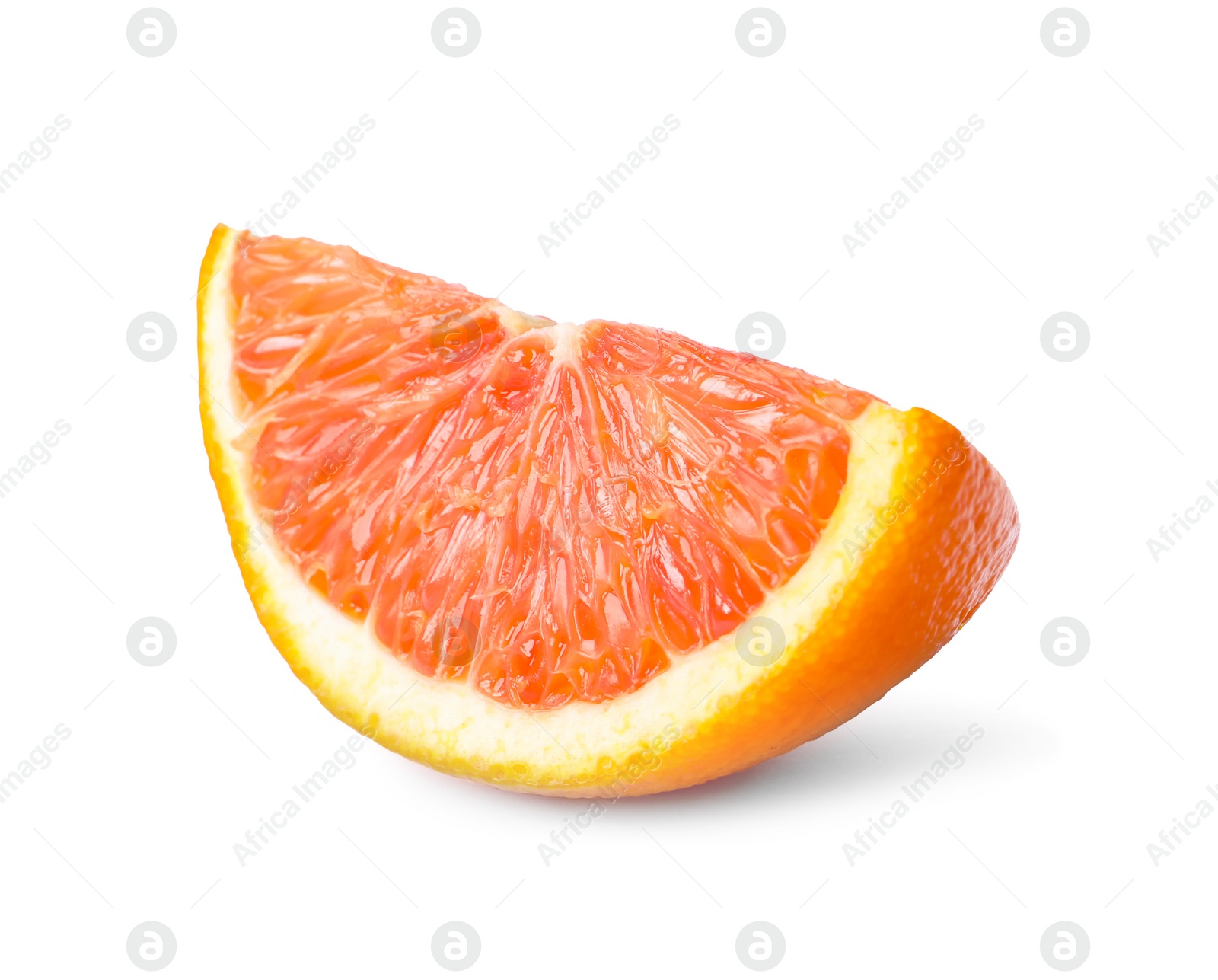 Photo of Citrus fruit. Slice of fresh ripe red orange isolated on white