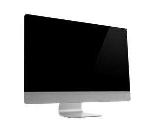 Modern computer with blank screen isolated on white