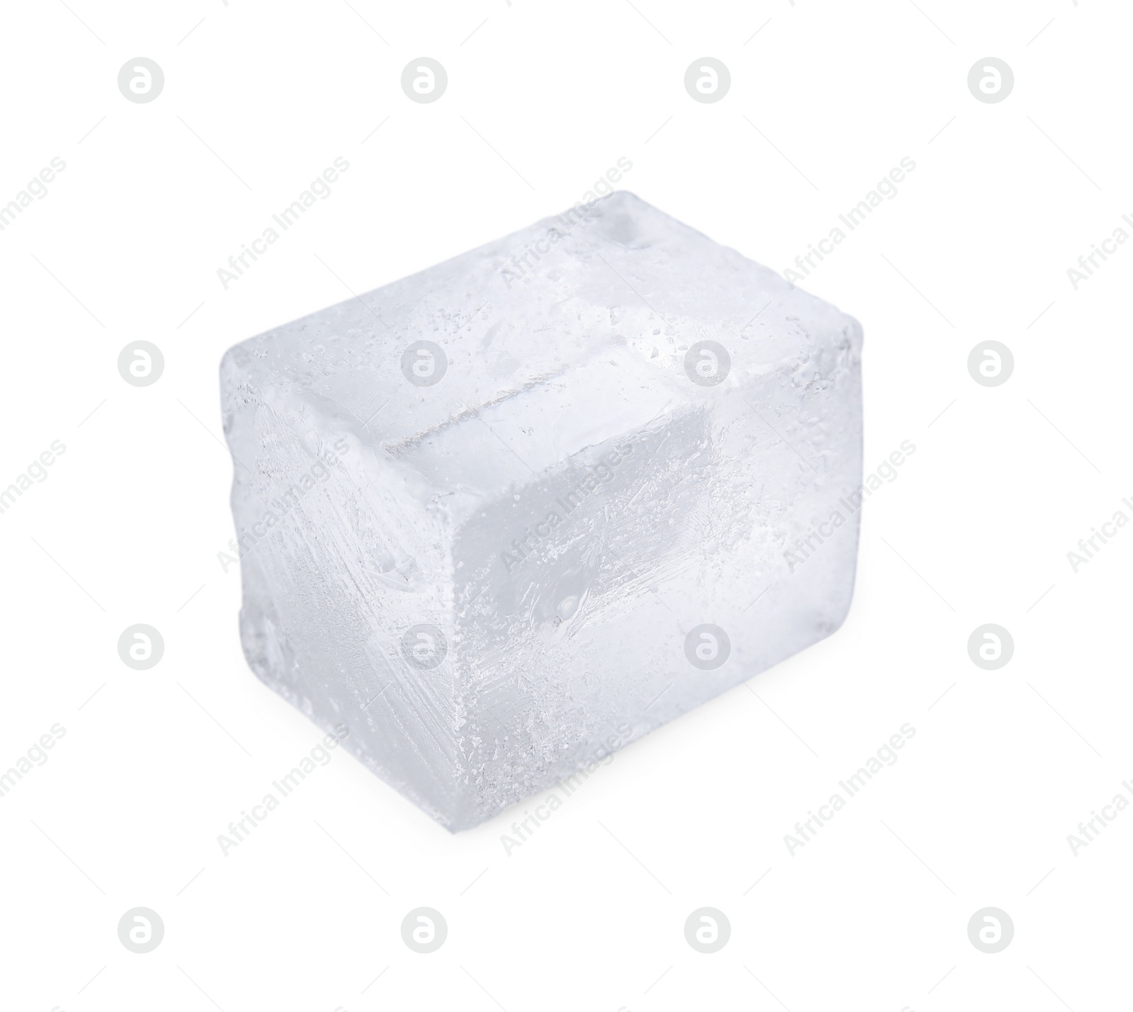 Photo of One crystal clear ice cube isolated on white