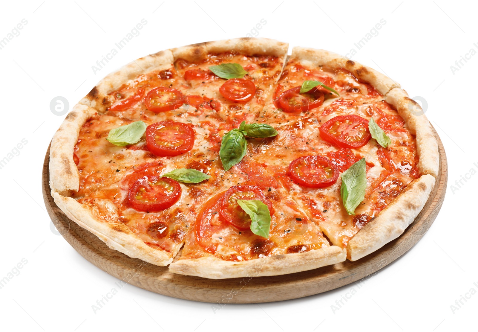 Photo of Delicious hot pizza Margherita isolated on white