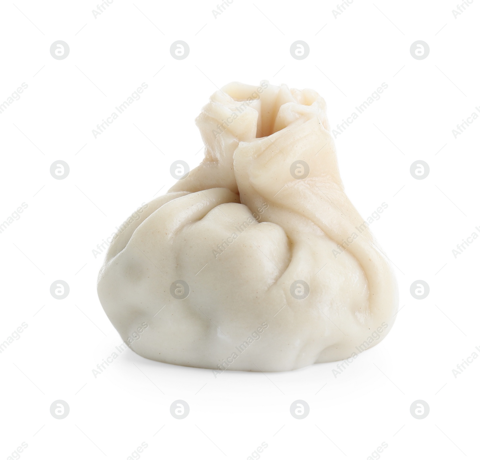 Photo of One tasty khinkali (dumpling) isolated on white. Georgian cuisine