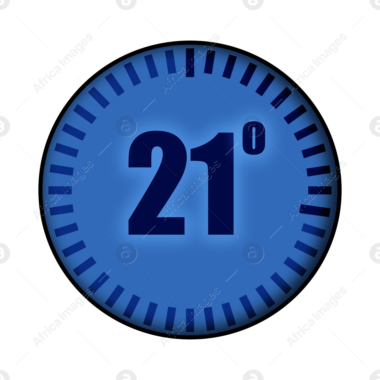 Illustration of Thermostat showing ambient temperature in Celsius scale. Device display on white background