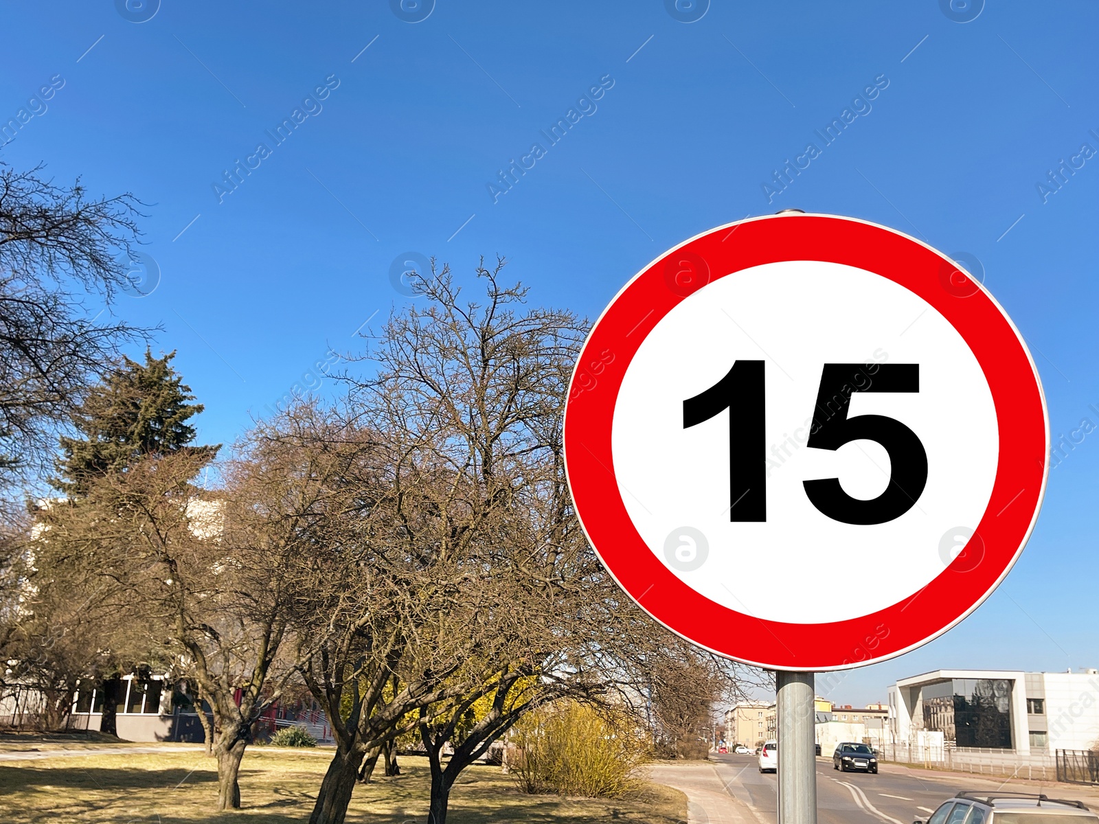 Image of Road sign Maximum speed limit in city