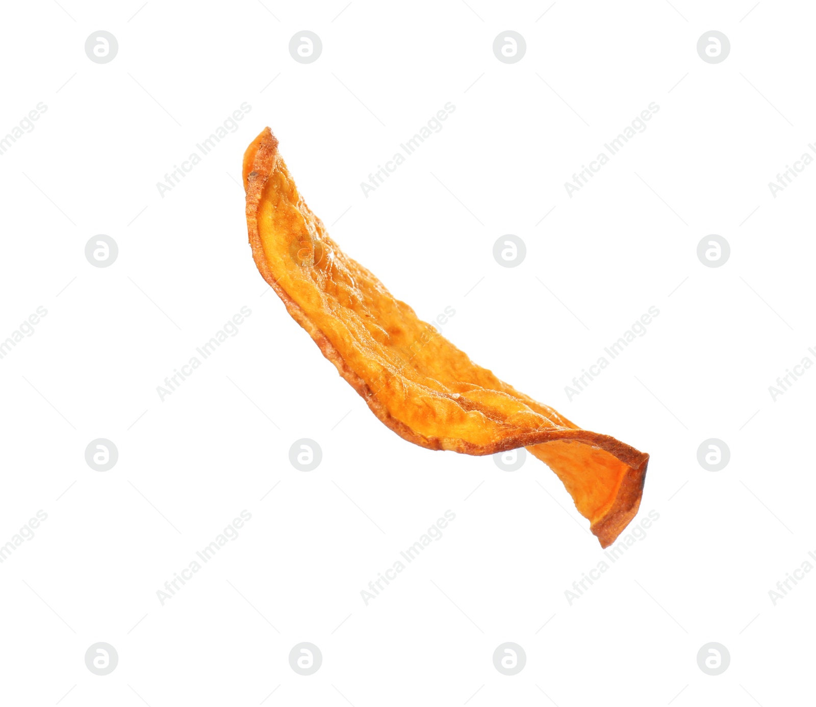 Photo of Tasty sweet potato chip isolated on white