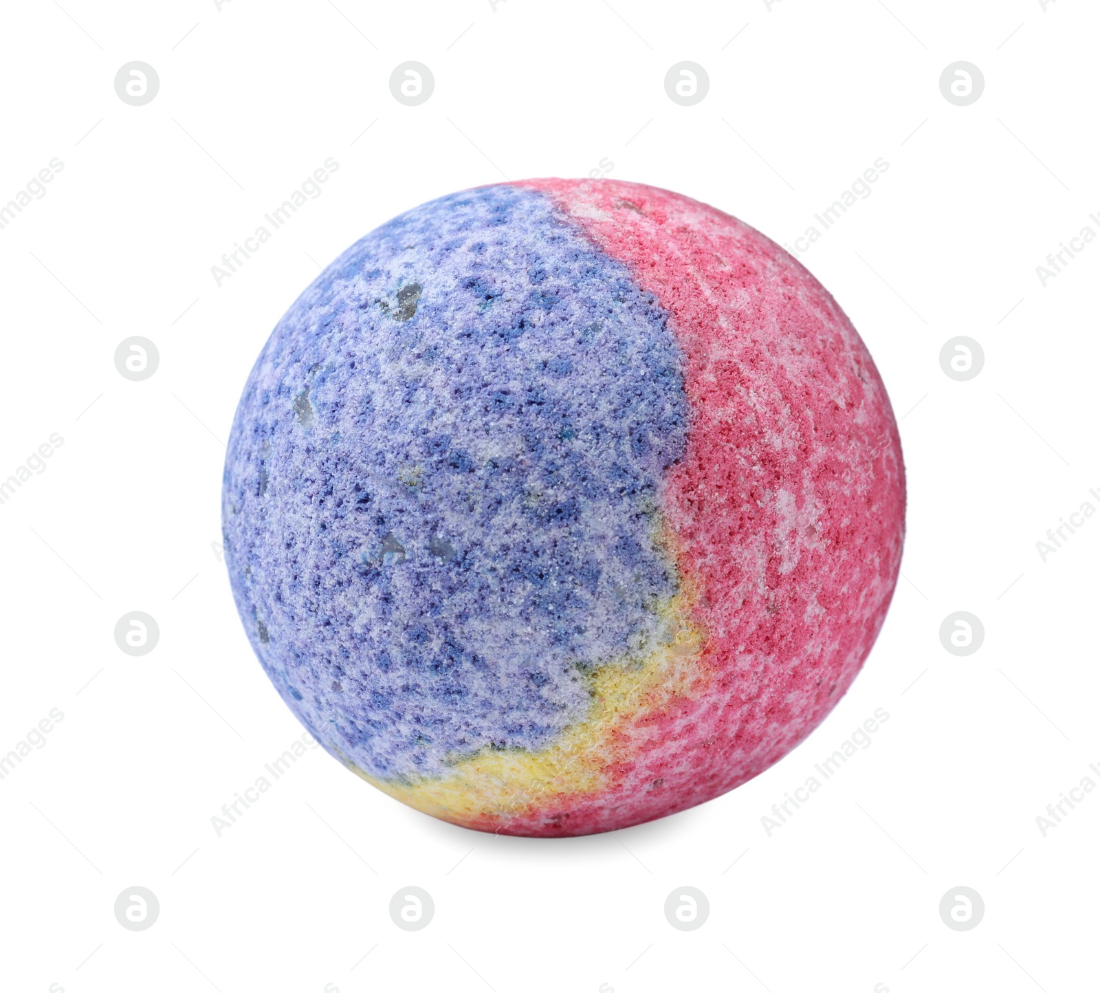 Photo of One colorful bath bomb isolated on white