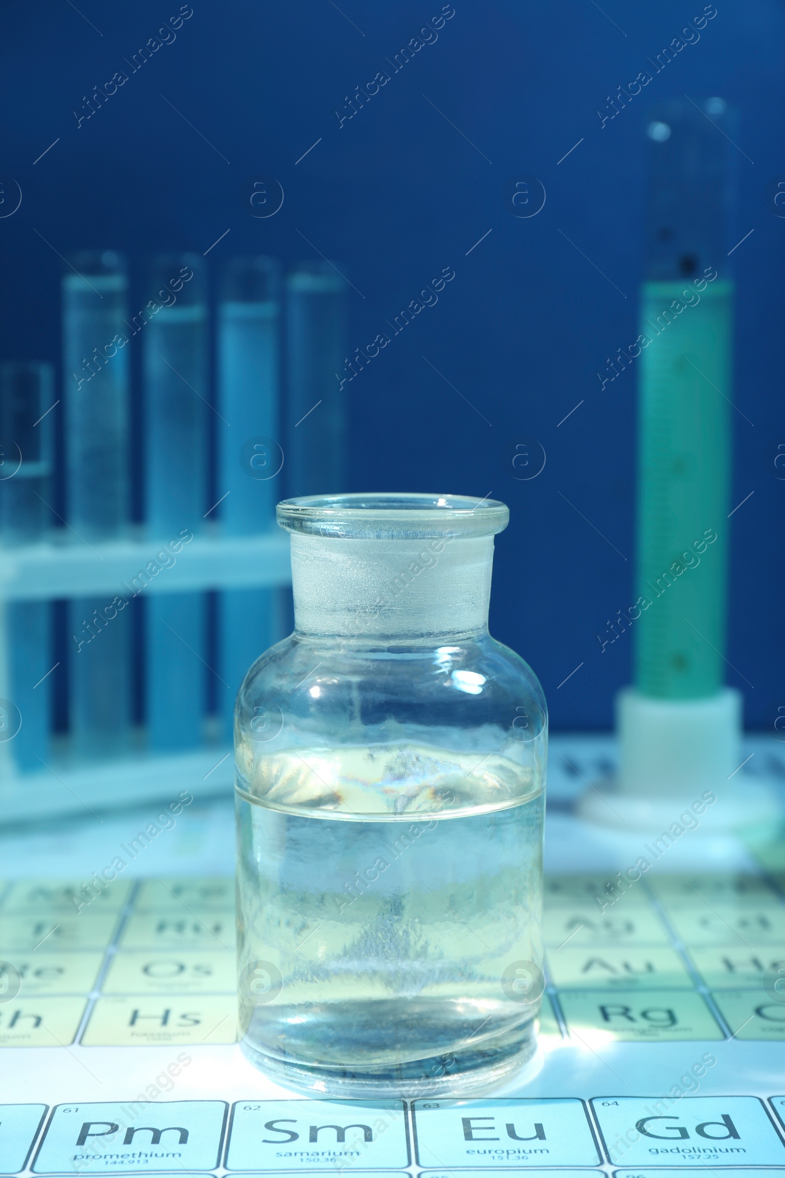 Photo of Bottle on periodic table of chemical elements