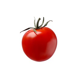 One fresh ripe tomato isolated on white