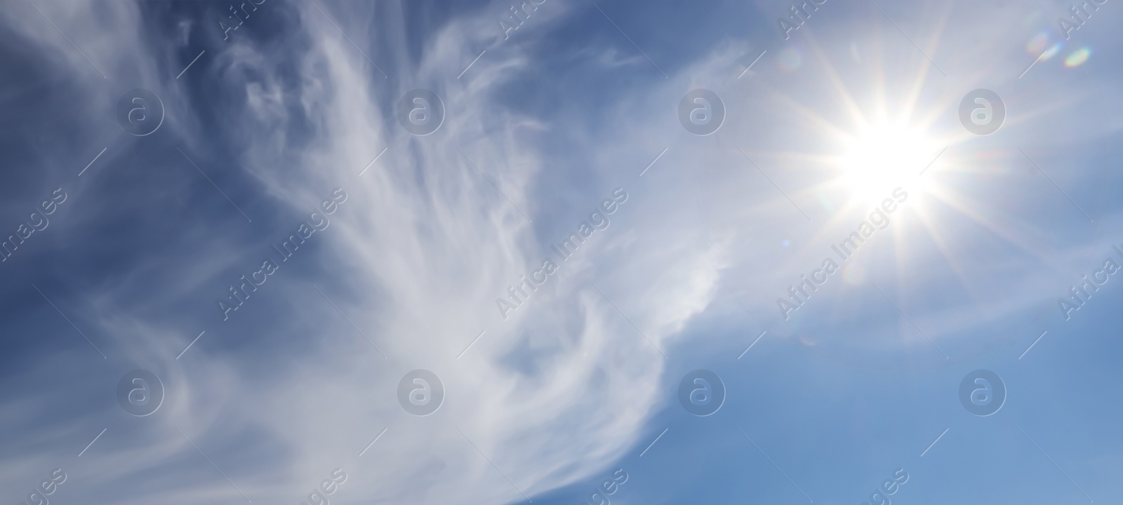 Image of Beautiful blue sky with white clouds, banner design