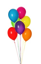 Bunch of colorful balloons on white background