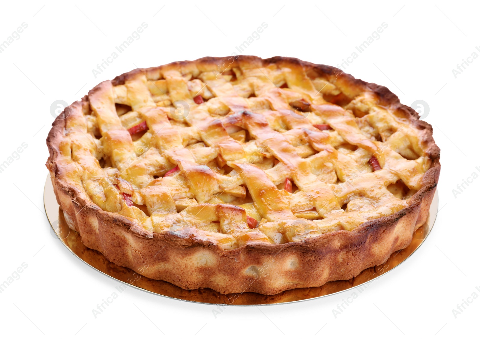 Photo of Delicious traditional apple pie isolated on white