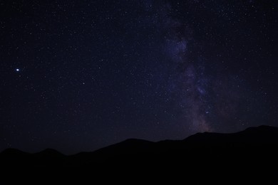 Photo of Beautiful view of with starry sky over mountains at night