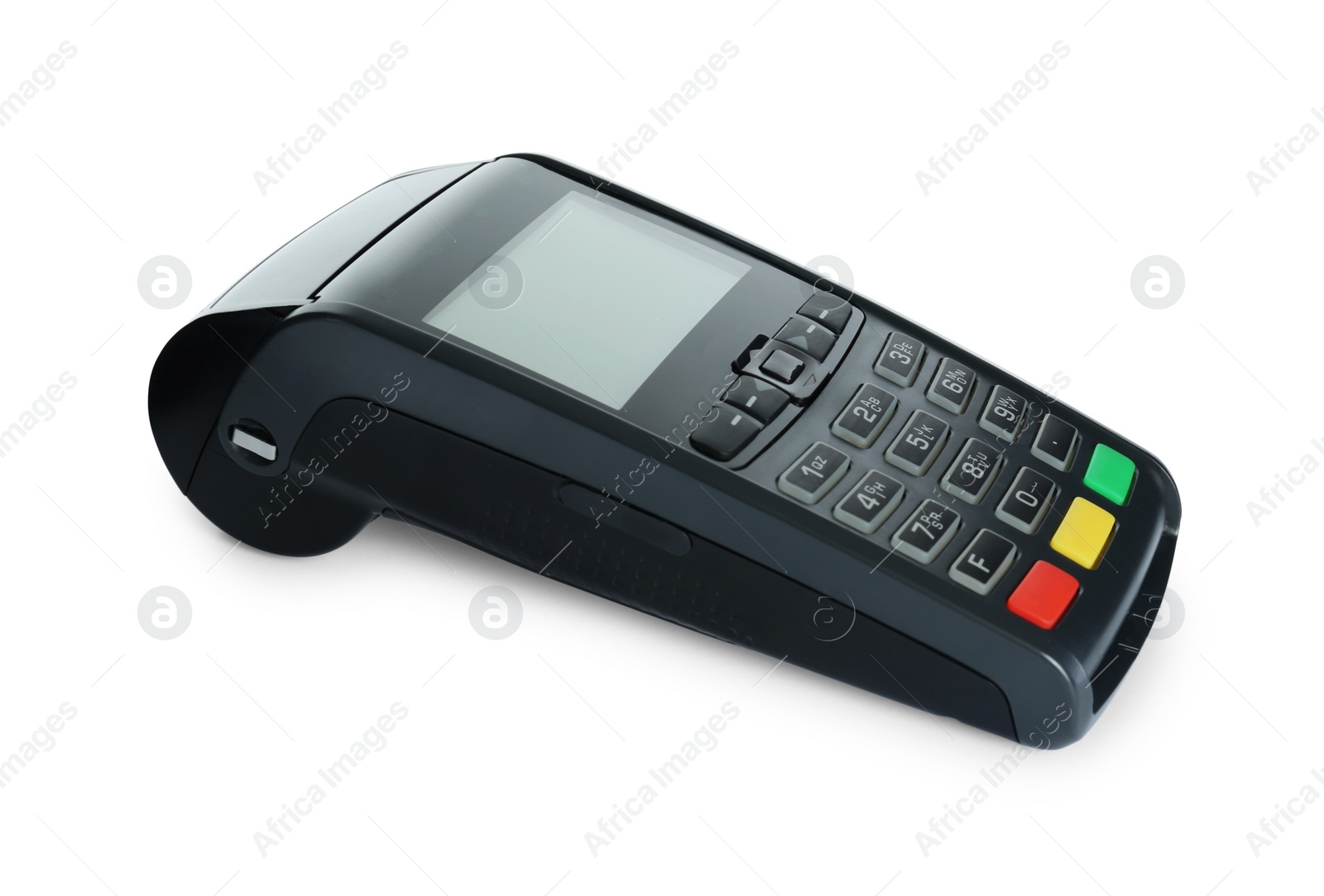 Photo of New modern payment terminal isolated on white