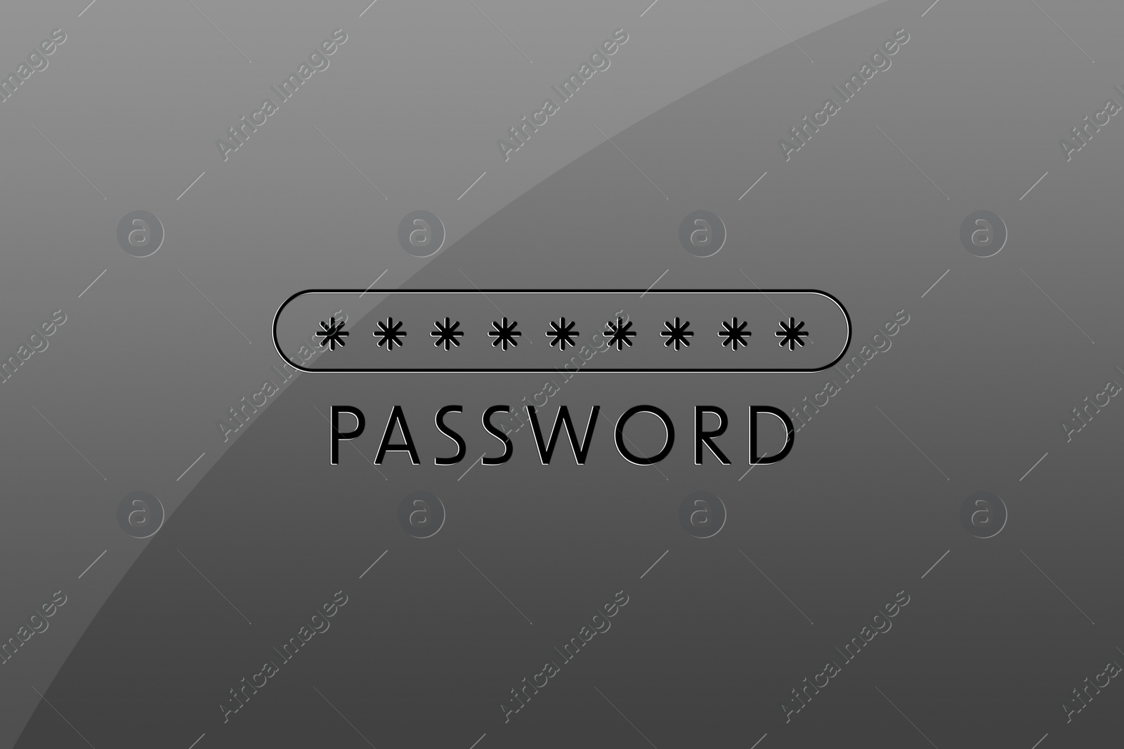 Illustration of Blocked screen of gadget with line for password, illustration. Cyber security