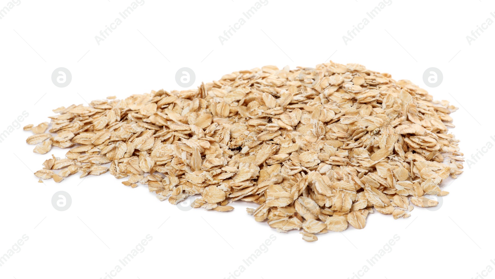 Photo of Pile of rolled oats isolated on white